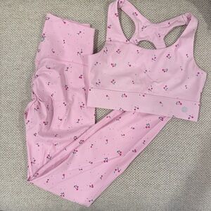 Astoria Pink Cherry Print Sports Bra and Leggings Set